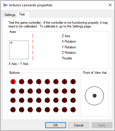 Default game controller with all possible input types