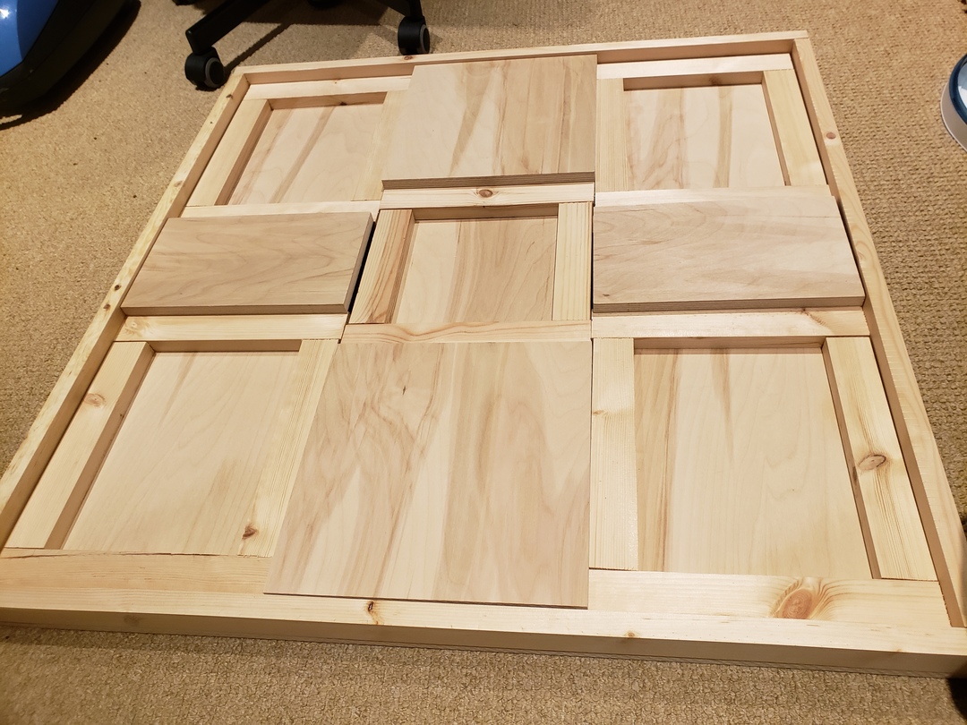 Assembled (but not screwed) all-wood frame