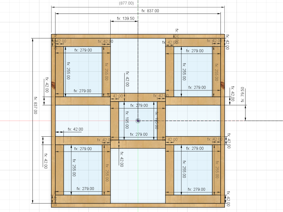 Panel supports dimensions, those were replaced with 3D printed parts